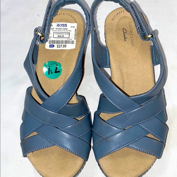 Clarks Annabel Rayna Blue Sandals size 7.5 Woven Straps and Cushioned Footbed - Picture 1 of 14
